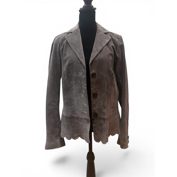 Liz Claiborne Jackets & Blazers - Liz Claiborne 100% Suede Laser Cut Scallop Hem Jacket | Size Medium